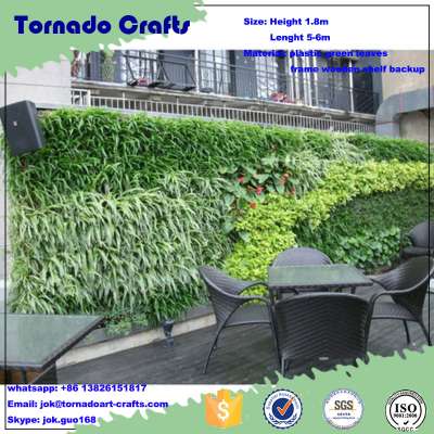 Double artificial grass plant wall / plastic artificial plant hang wall for art hall decor