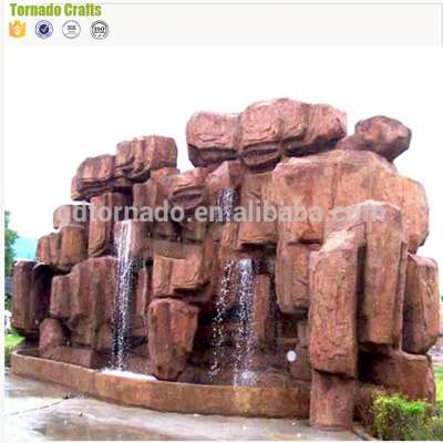 2017 New Outdoor water fountains waterfalls artificial fiberglass garden rock waterfall decoration